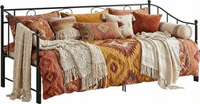 Czarne rozkładane łóżko metalowe 90x200 cm D1-F38