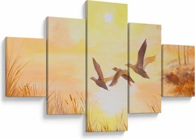Obraz - Żurawie o zachodzie słońca (125x70 cm)
