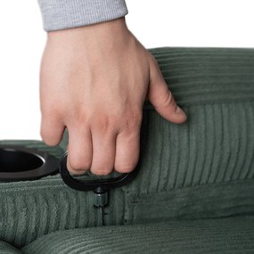 Fotel masujący z funkcją rozkładania Box, zielony sztruks