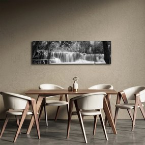 Obraz - Czarno-biały wodospad (170x50 cm)