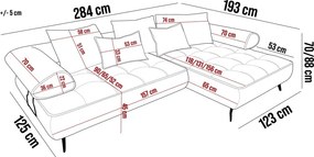 Narożnik SELEDO S układ L Lewostronny z funkcją elektrycznej regulacji głebokości siedziska WERSAL