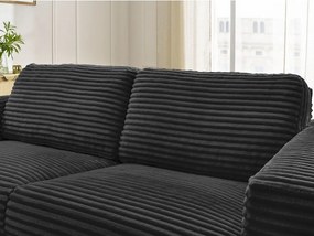 Czarna sztruksowa sofa do spania/rozkładana 240 cm Hugo – Bobochic Paris
