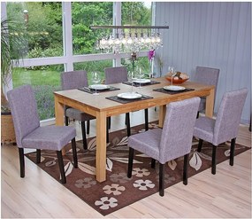 Krzesło do jadalni Littau (zestaw 6 sztuk),  tkanina, szary, ciemne nogi