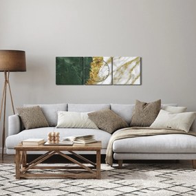 Obraz - Zielony marmur N⁰1 (z zegarem) (90x30 cm)