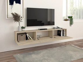 Szafka RTV wisząca 3-drzwiowa - Efekt trawertynu - VIKILA