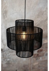 Czarna lampa wisząca z kloszem z juty ø 40 cm Soga – Markslöjd