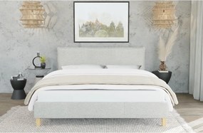 Beżowe tapicerowane łóżko dwuosobowe ze stelażem 200x200 cm Tina – Ropez