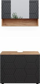 Zestaw mebli łazienkowych antracyt o strukturze plastra miodu 80x41x58.6 irma