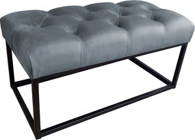 Ławka CHESTERFIELD tkanina Welur loft ławka metal : Kolor Stelaża - Czarny , Kolor tkaniny - VELVET - BL14, Typ tkaniny - Velvet