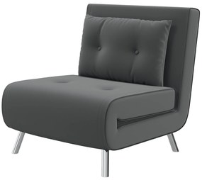 HOMCOM Fotel z funkcją spania, Składany fotel sypialny, Pikowanie, Wygląd lnu, 77 cm x 88 cm x 83 cm, Ciemnoszary