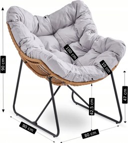 Fotel Wypoczynkowy Ogrodowy FIN na Płozach Szary Nowoczesny