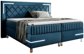 Niebieskie łóżko kontynentalne z oświetleniem LED 5 rozmiarów N8-E85