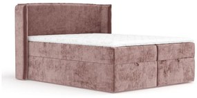 Różowe łóżko boxspring ze schowkiem 180x200 cm Passion – Maison de Rêve