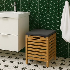 Stołek łazienkowy BAMBOO z koszem na pranie, 2w1