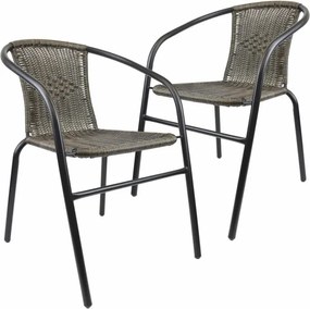 Zestaw krzeseł ogrodowych, ciemnoszarych, 2 szt