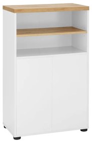 Biała wysoka szafka łazienkowa w dekorze dębu 60x102 cm Thessa – Støraa