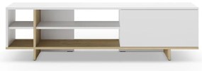 Biała szafka pod TV w dekorze dębu 160x44 cm Cequoia – Marckeric