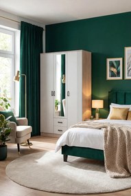 Szafa skandynawska z lustrem dąb sonoma + biały B2-F14