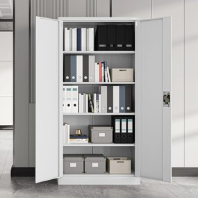Biurowa szafa metalowa na akta JAN, 900 x 1850 x 400 mm szara