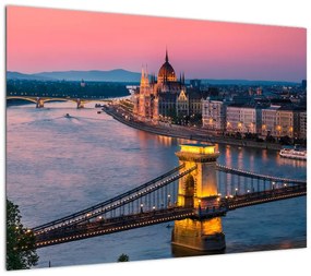 Obraz na szkle - Panorama miasta, Budapeszt, Węgry (70x50 cm)