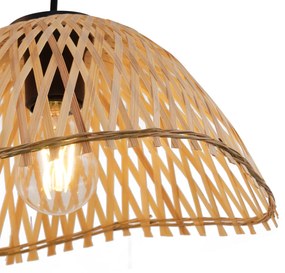 Boho lampa wisząca czarna z bambusem 3-punktowa - LilyBoho Oswietlenie wewnetrzne