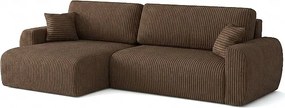 Stylowy narożnik rozkładany lewostronny  ARIEL L 246x150x87 cm w tkaninie Velo 48 brązowej