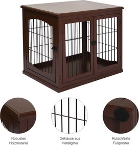 PawHut Buda dla psa, 2 wejścia, zamknięta, MDF i metal, 58,4 x 81,3 x 66 cm, Czarny