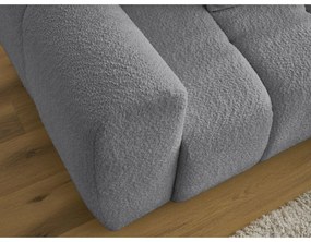 Szary rozkładany/ze schowkiem narożnik z materiału bouclé (prawostronny/z szezlongiem) Roxelane – Bobochic Paris