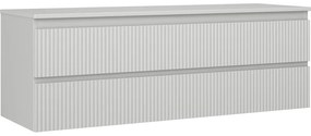 Mexen Rivel szafka łazienkowa podumywalkowa 140 cm z blatem, 2 szuflady, ryflowana , szara mat - 91A20-14047-2-BFFC62