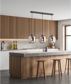 Czarna lampa wisząca ze szklanym kloszem Nayla – Fischer &amp; Honsel