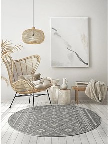 Dywan Zewnętrzny Wnętrze nowoczesny design - Szary - 160 cm Okrągły - CALGARY