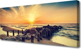 Obraz canvas Zachód Słońca przy Falochronie