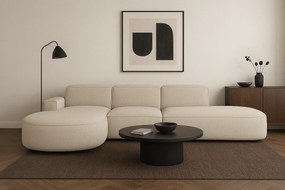 Narożnik modułowy CURSAL F lewostronny 364×166×70 cm kremowy Raven 24 – zaokrąglone leżanki, wolnostojący