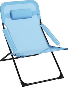Outsunny Krzesło składane, 4-stopniowo regulowane, oddychający, stalowy stelaż, 69 x 91 x 96 cm, Czarny/Niebieski