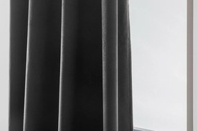 Ciemnoszara zaciemniająca zasłona VELVET 140x250 cm Zawieszanie: Metalowe pierścienie