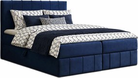 Granatowe łóżko kontynentalne z pojemnikiem 5 rozmiarów N0-R54