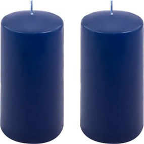 Świece dekoracyjne niebieskie 2 sztuki 15x7,5 cm parafina