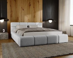 Emporius Oslo łóżko tapicerowane 140 x 200 - gruba pianka, nowoczesny styl, łóżko z pojemnikiem - łóżko tapicerowane szare (Solar 80)