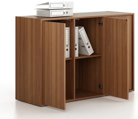 Szafa biurowa FRAME, niska, 3 drzwi, 1299 x 450 x 881 mm, PUSH-lock, orzech