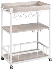 Wózek kuchenny RUSTICO, trójpoziomowy regał na kółkach z uchwytami na butelki i kieliszki - 80 x 89,5 x 40 cm, WENKO