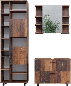 Zestaw mebli łazienkowych rustykalny dąb 80.2x33x60.8 ilias