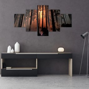 Obraz ciemnego lasu (125x70 cm)