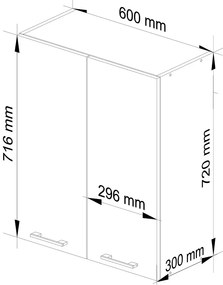 Dwudrzwiowa szafka kuchenna z półkami w kolorze betonu 80 cm  A9-H03