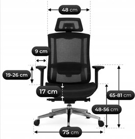 Fotel Biurowy Ergonomiczny Obrotowy DYLAN Czarny