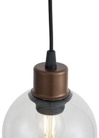 Nowoczesna lampa wisząca brązowa z przezroczystym szkłem do systemu szynowego 1-fazowego - Iconic Lava Nowoczesny Oswietlenie wewnetrzne