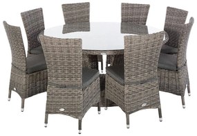 Rattanowy zestaw do jadalni BORNEO LUXURY 1 + 8 (szary)