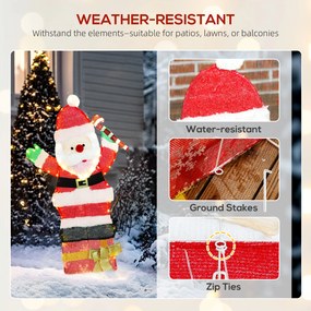 Outsunny Mikołaj LED 93 cm z 97 ciepłymi LED — stalowy stelaż, do wnętrz i na zewnątrz