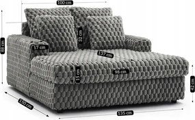 Fotel Wypoczynkowy Sofa KOBEL Szary Pluszowy Nowoczesny