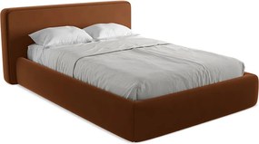 Łóżko 180 x 225 - z weluru - terakota - KIANA