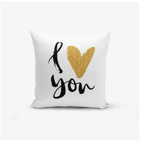 Zestaw 3 poszewek na poduszki Minimalist Cushion Covers BW With Hint Of Gold, 45x45 cm